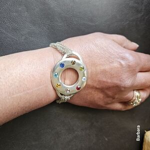 Vintage Giftcraft "Circle of Prayer" Colored Rhinestone Bracelet